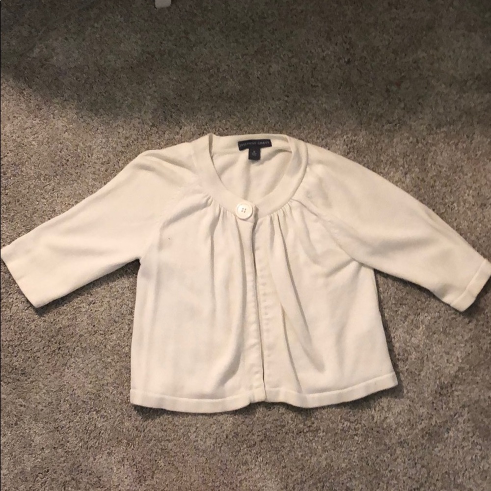 White 3/4 sleeve shawl/sweater